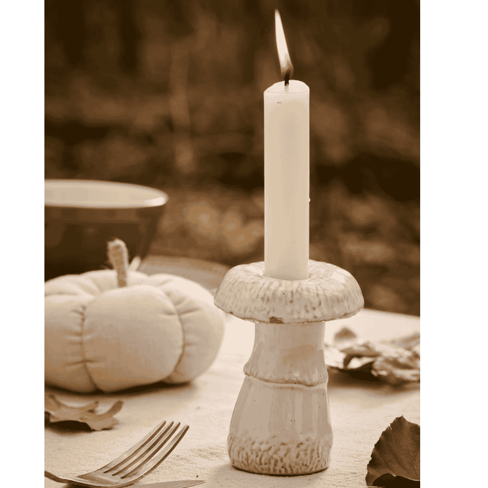 Mushroom Glazed Ceramic Candle Holder 9cm | Annie Mo's