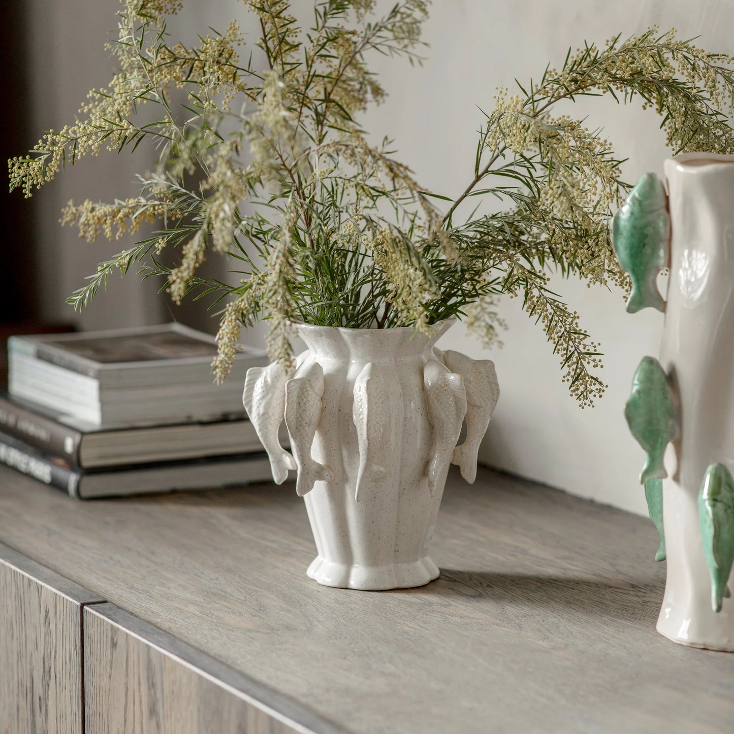 Portloe White Fish Vase 24cm
