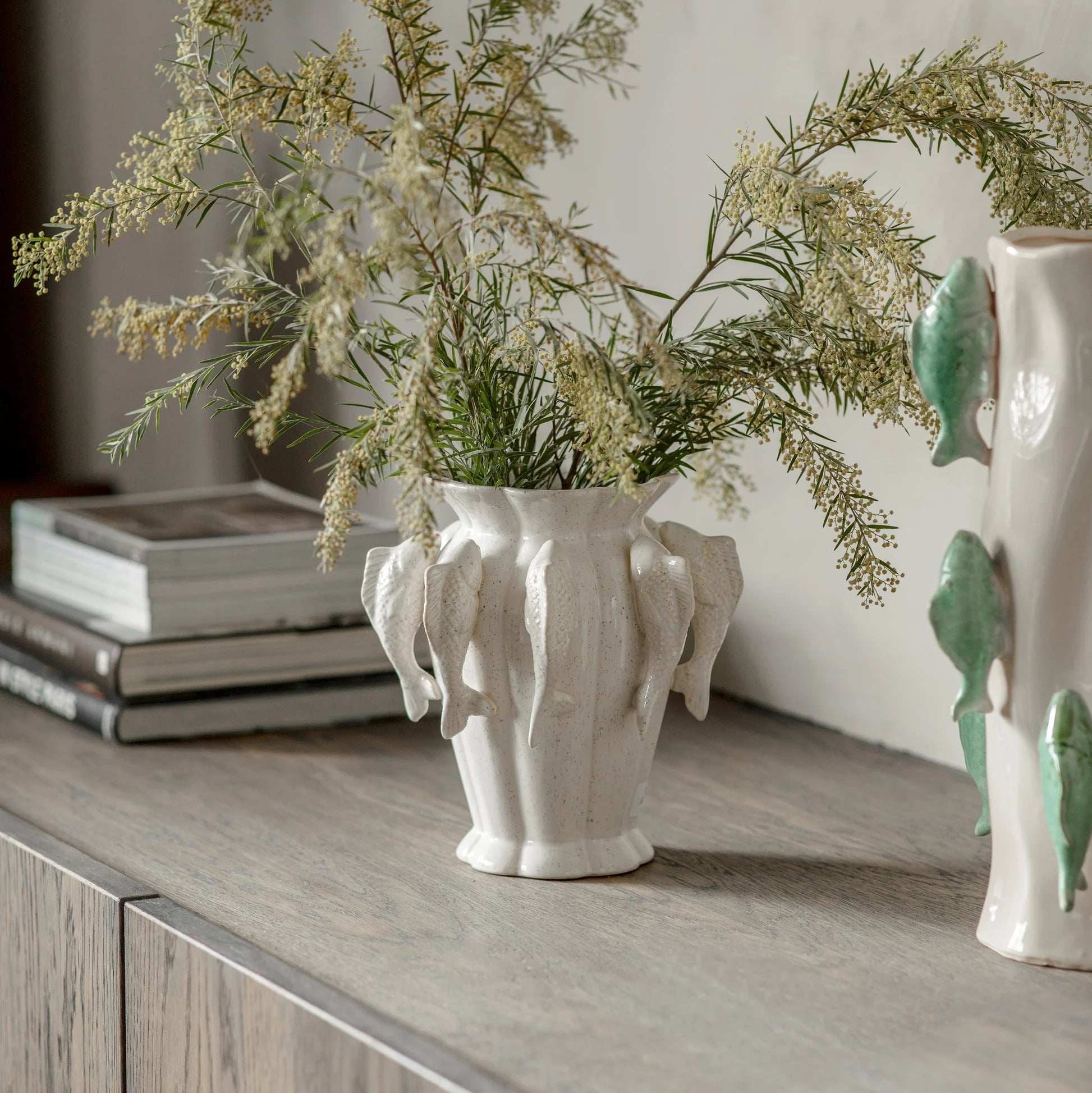 Portloe White Fish Vase 24cm