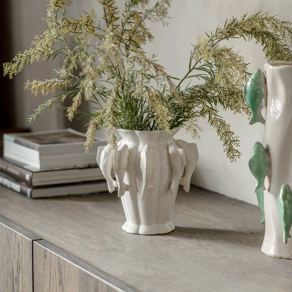 Portloe White Fish Vase 24cm