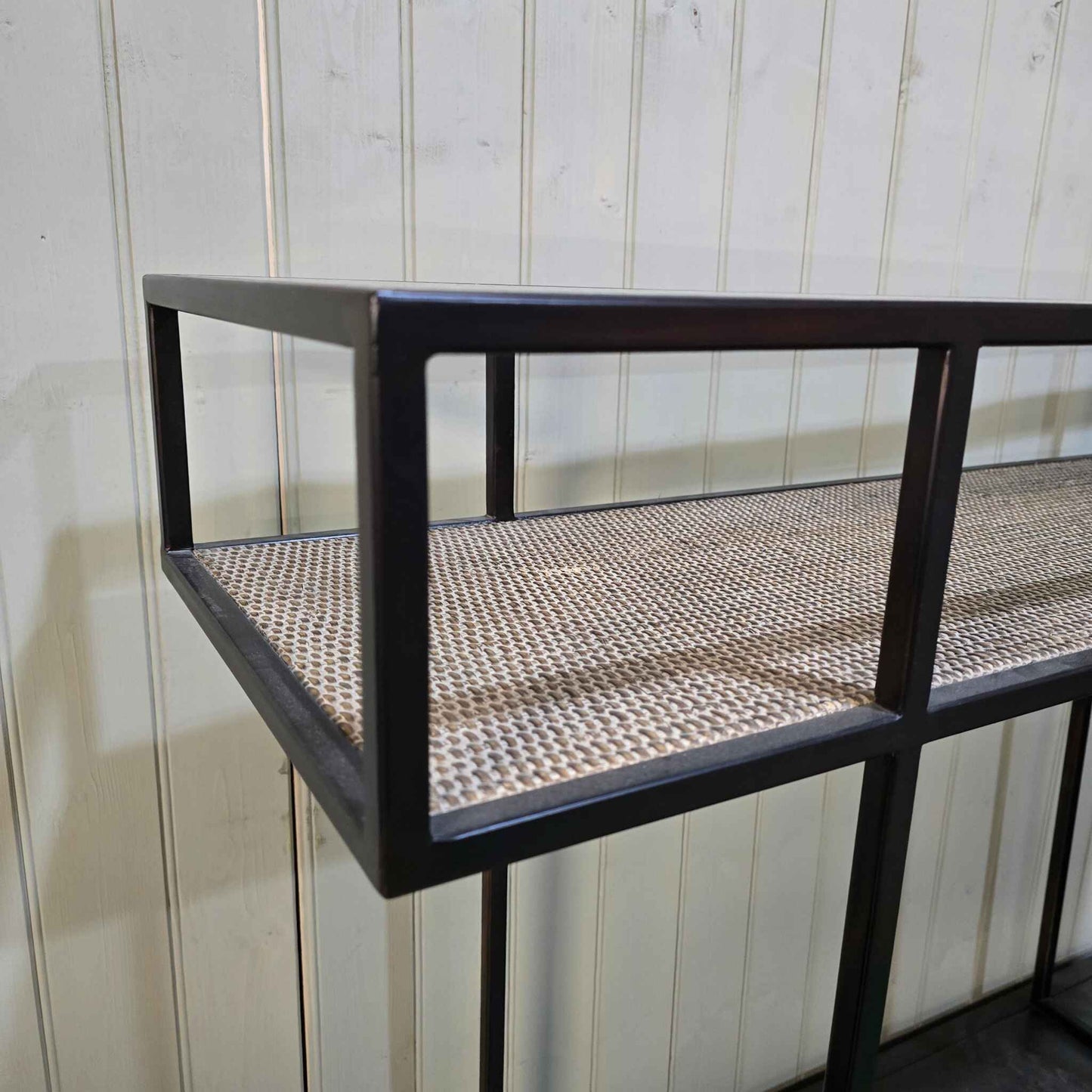 Glass Top Console with Rattan 110cm - CLEARANCE