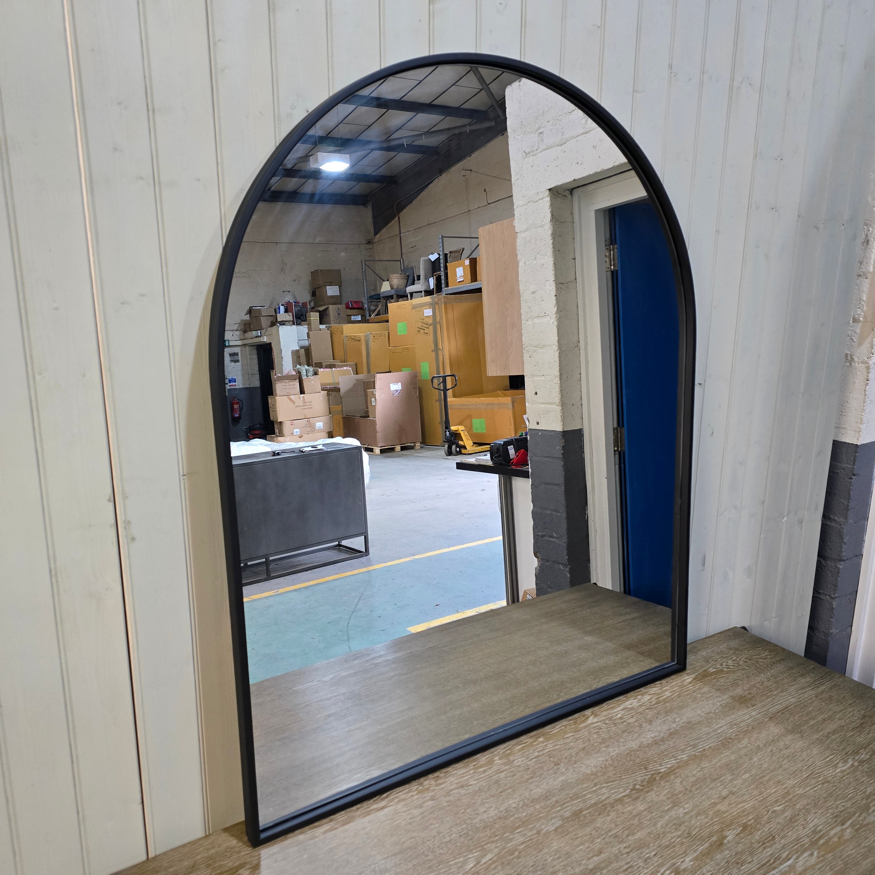 Large Black Curved Wall Mirror 120cm - CLEARANCE