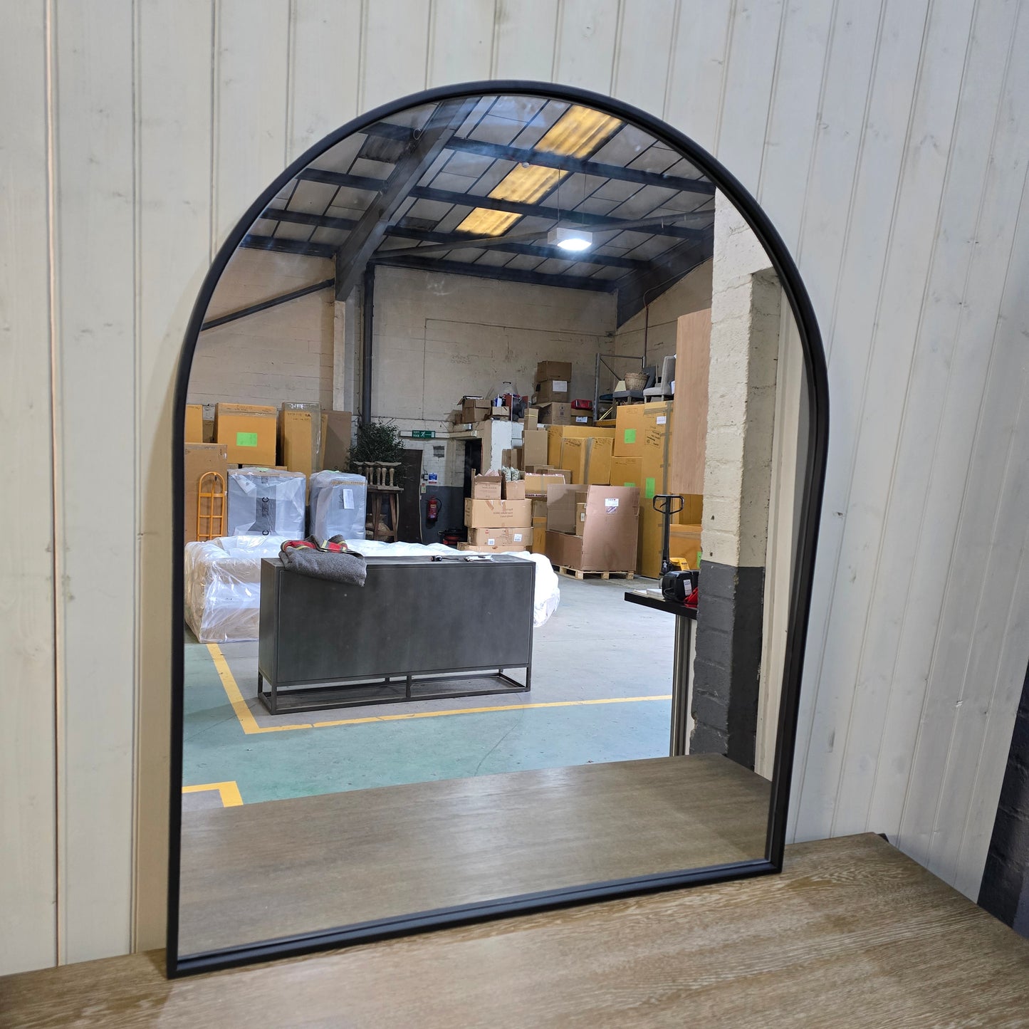 Large Black Curved Wall Mirror 120cm - CLEARANCE