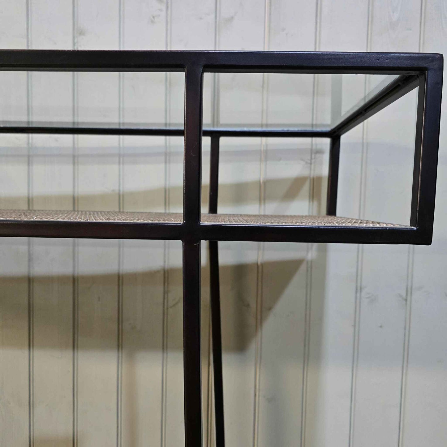 Glass Top Console with Rattan 110cm - CLEARANCE