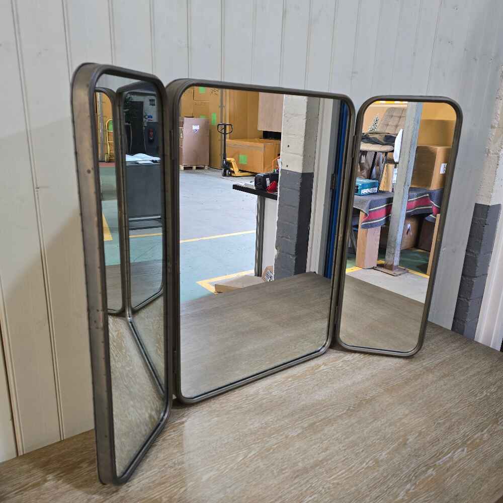 Brass Tryptic Door Mirror - CLEARANCE-B