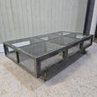 Iron and Oak Glass Coffee Table 136cm - CLEARANCE