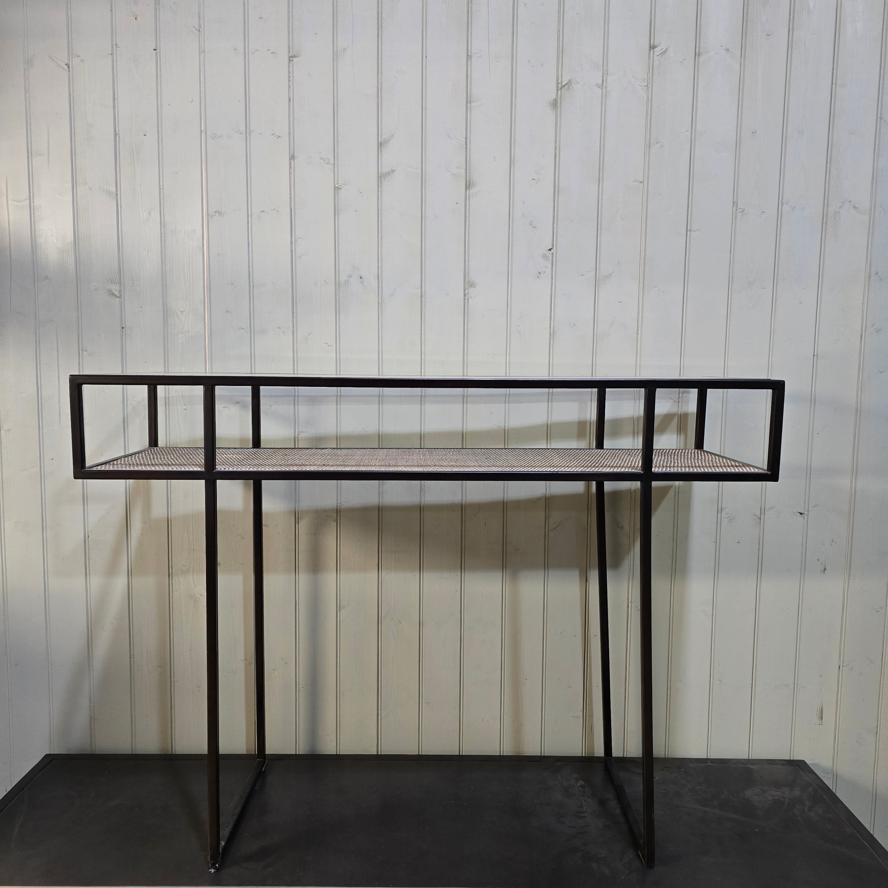 Glass Top Console with Rattan 110cm - CLEARANCE