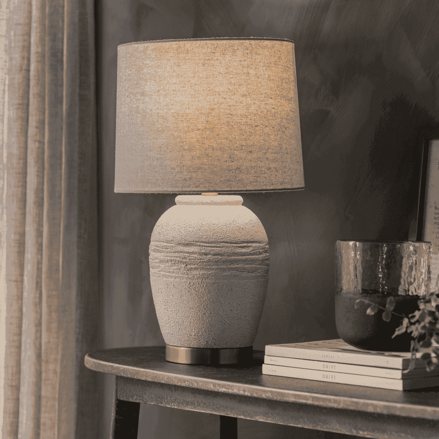 Rothbury Sculpted Concrete Table Lamp with Shade 69cm