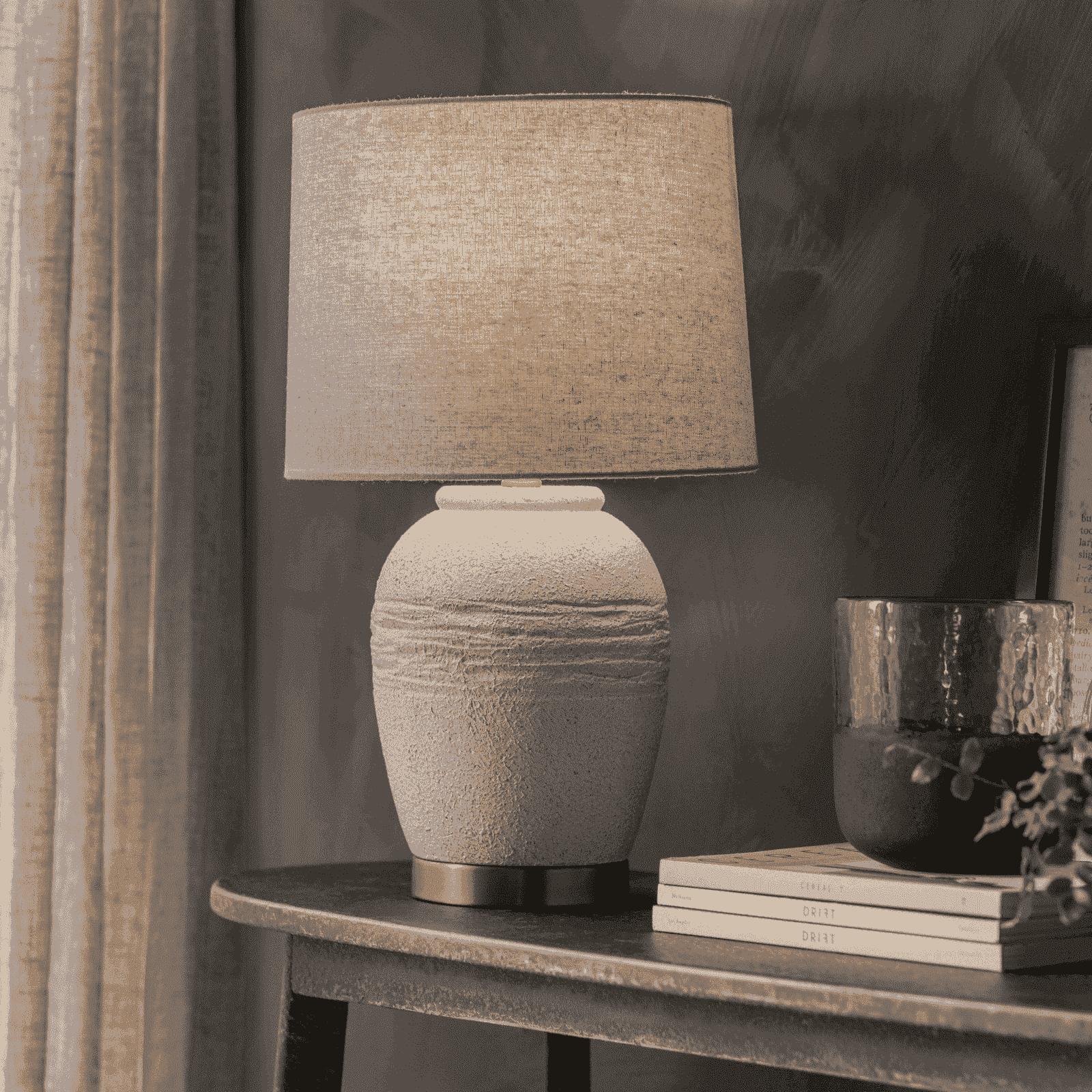 Rothbury Sculpted Concrete Table Lamp with Shade 69cm