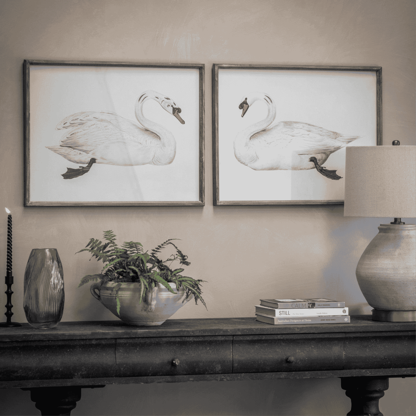 Moreton Set of 2 Swan Framed Prints 70cm