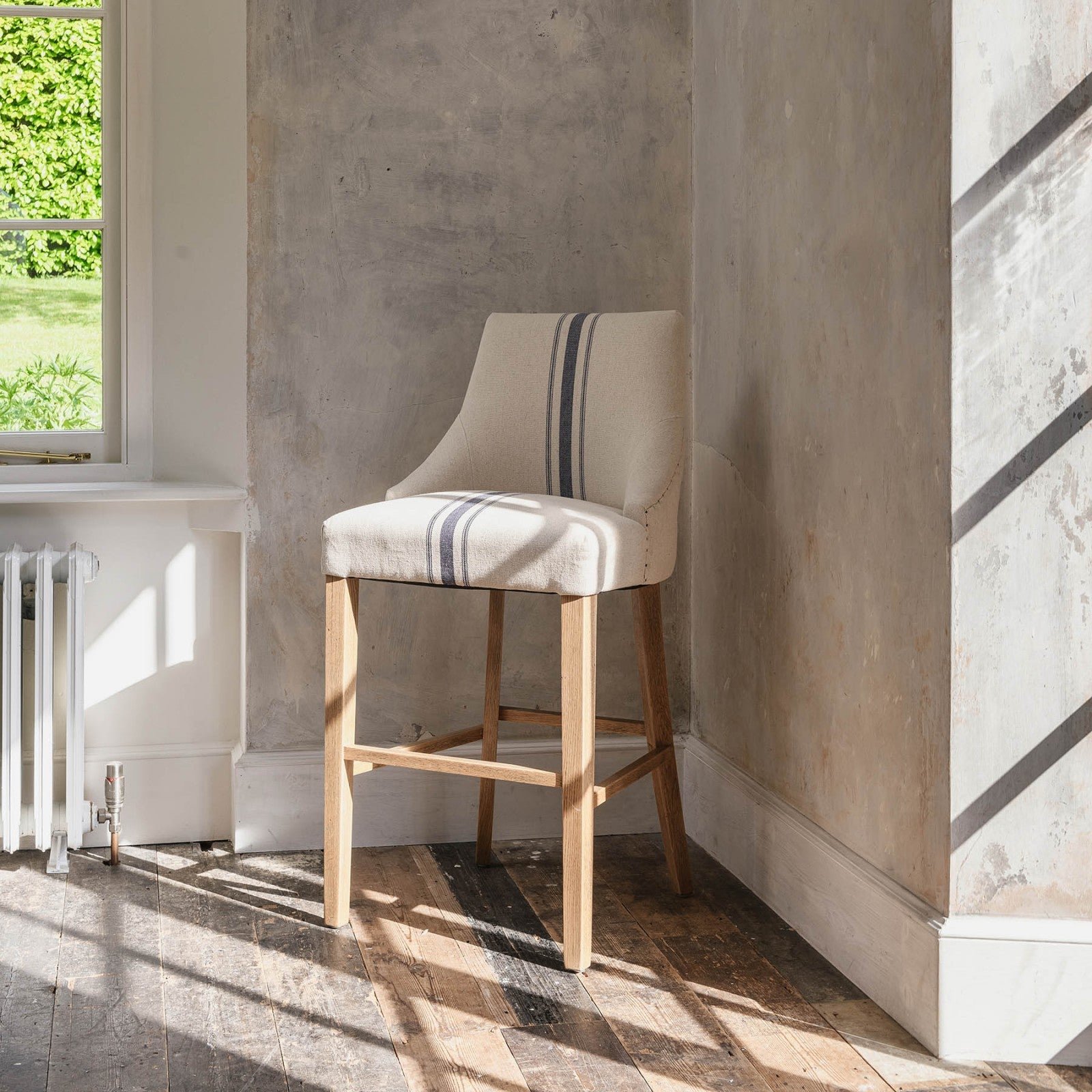 Monroe Blue Stripe Bar Stool | Annie Mo's