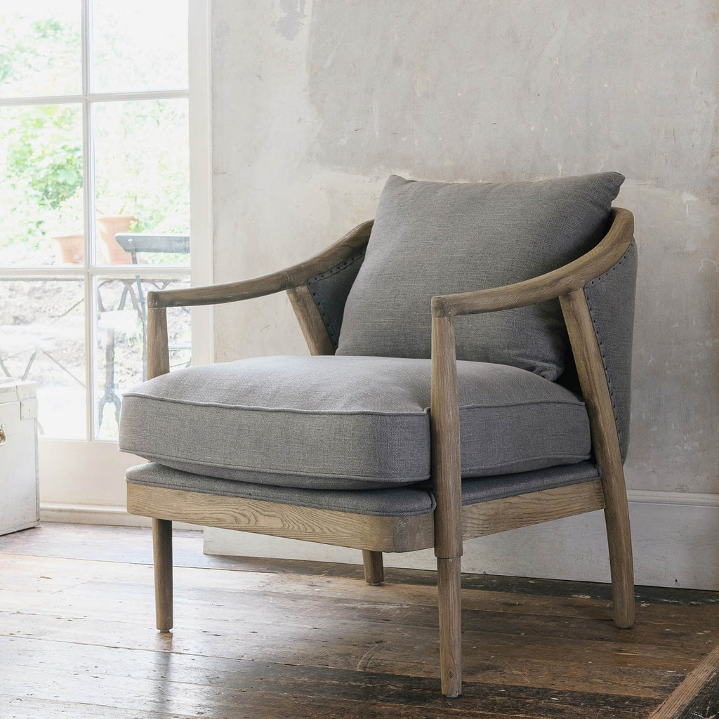 St.James Soft Grey Curved Oak Framed Armchair