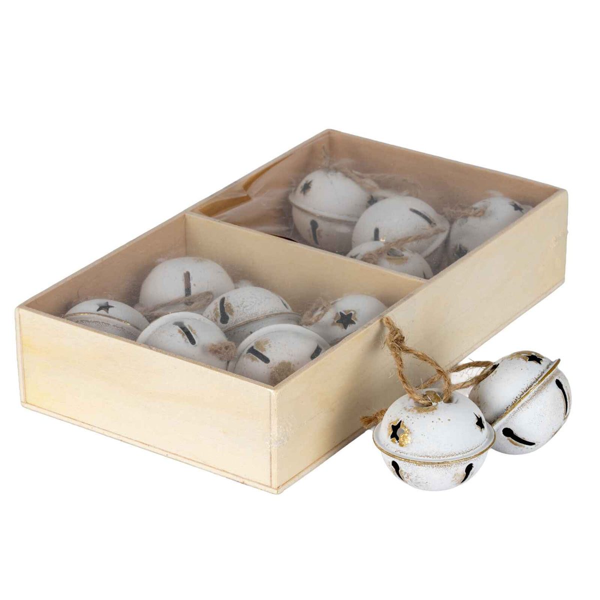 Twelve Metal Nordic Bells in Wooden Box-B