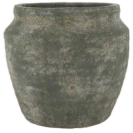 Clay Athens Grooved Pot - Green Washed 17cm | Annie Mo's