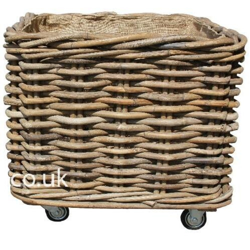 Large Square Rattan Wheeled and Lined Baskets - Size Choice | Annie Mo