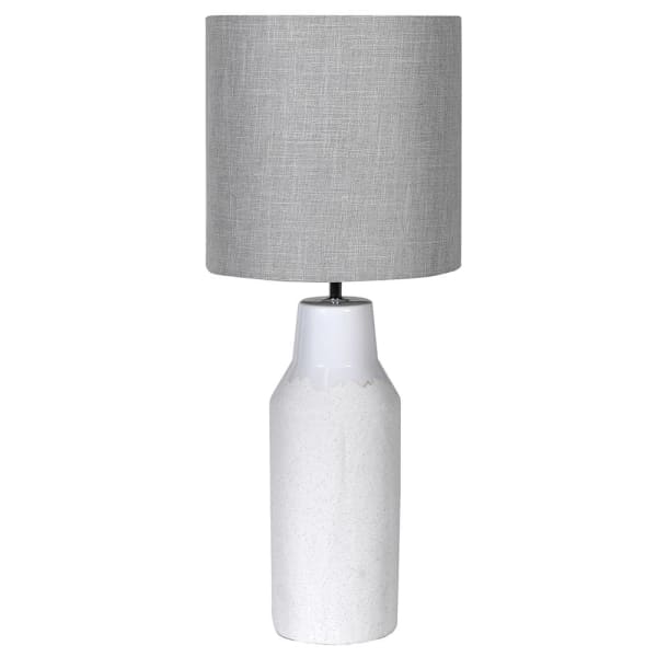 White Ceramic Lamp with Grey Shade 75cm | Annie Mo's