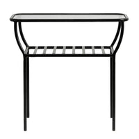 Black Side Table with Glass Top and Under Shelf | Annie Mo's