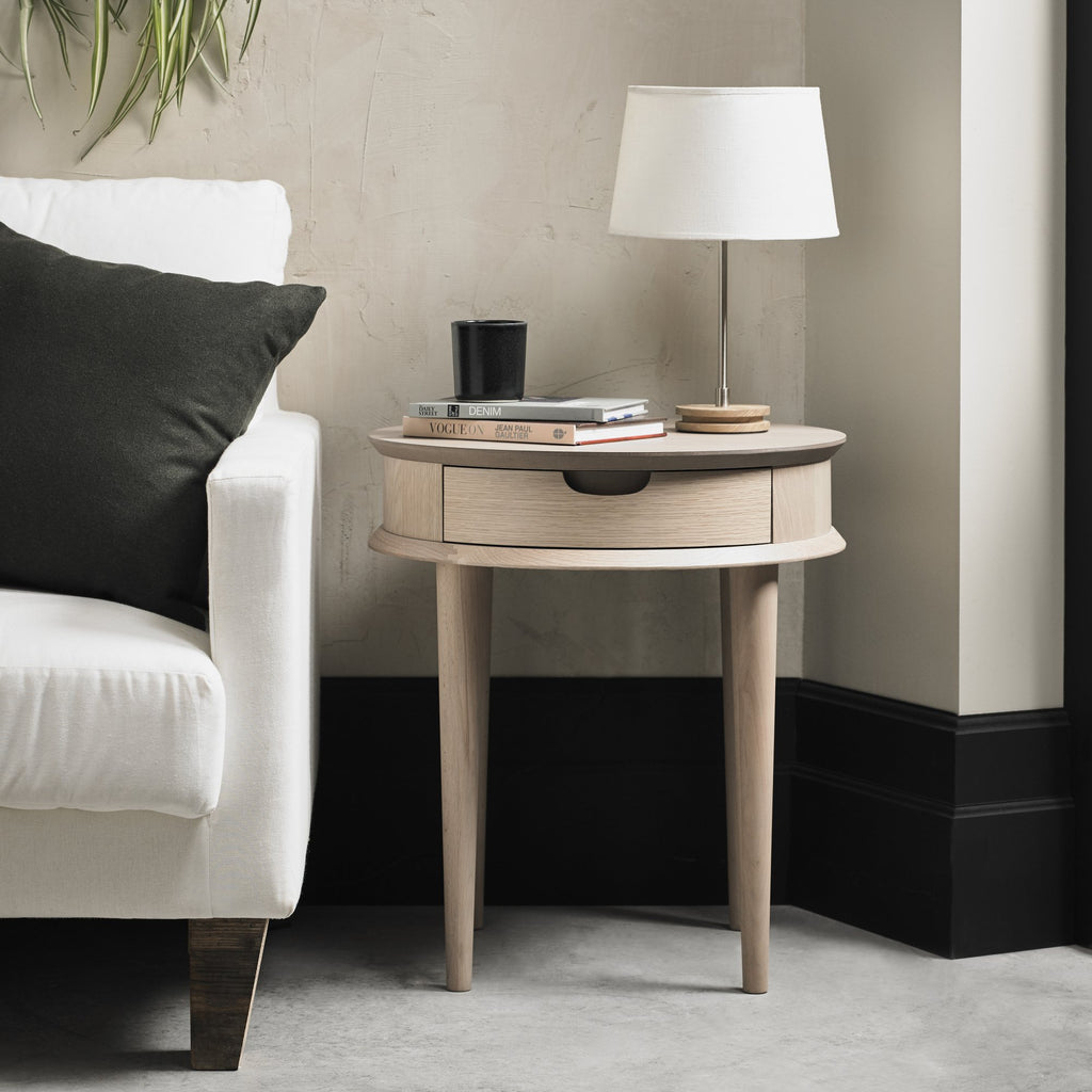 Dansk Scandi Oak Lamp Table With Drawer