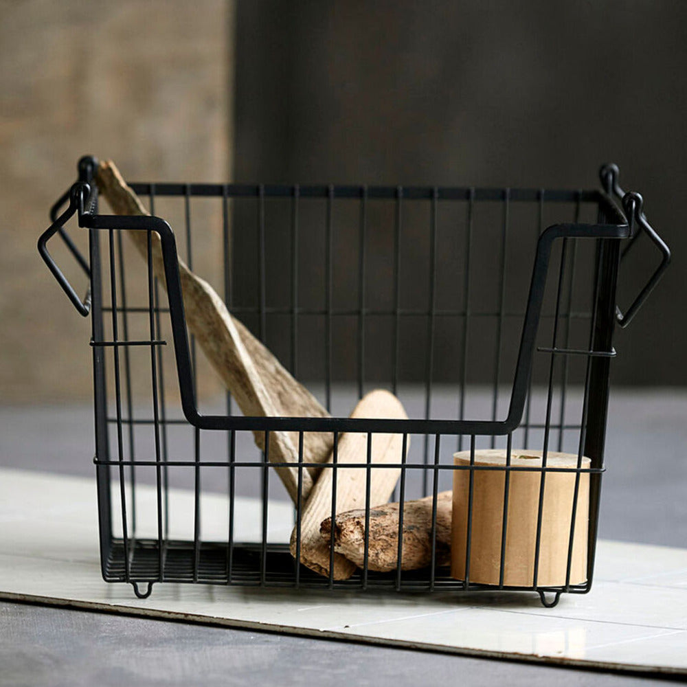 Matt Black Stackable Wire Basket 27cm | Annie Mo's