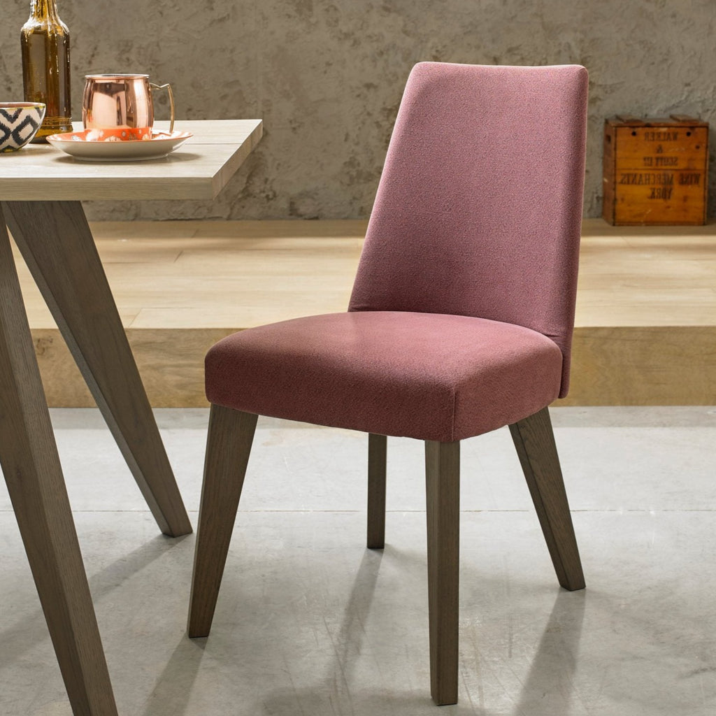 Cadell Aged Oak Chair in Mulberry Fabric - Pair