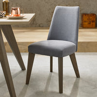 Cadell Aged Oak Chair in Slate Blue Fabric - Pair