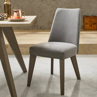 Cadell Aged Oak Chair in Smoke Grey Fabric - Pair