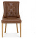 Rustic Scoop Tan Faux Leather Oak Chair - Pair