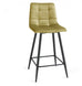Mustard Mondrian Fabric Bar Stool( Pair ) with Sand black powder coated 
