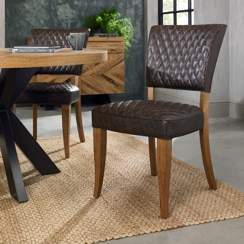 Logan Rustic Oak Old West Vintage Chair - Pair