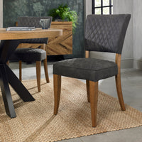 Logan Rustic Oak Dark Grey Fabric Chair - Pair