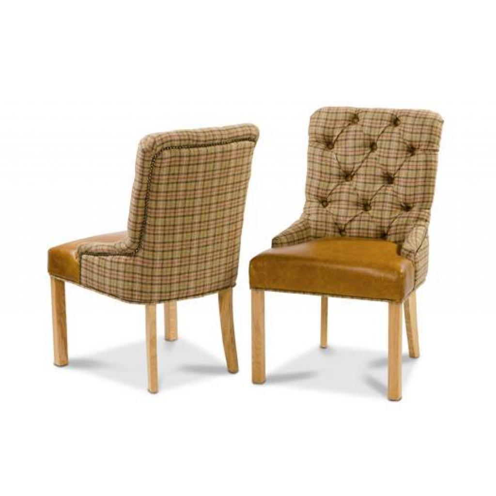 Buttoned Back Dining Chair - Harris Tweed