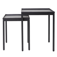 Matt Black Metal Nest of Two Square Tables 60cm | Annie Mo's