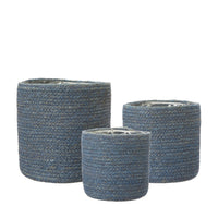 Set of Three Blue Jute Planters 19cm | Annie Mo's