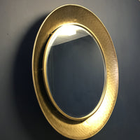 Golden Hammered Rim Round Wall Mirror 100cm