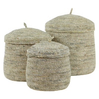 Set of Three Lidded Baskets 42cm | Annie Mo's