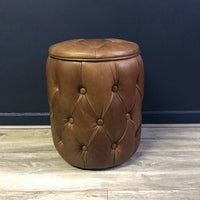 Buttoned Drum Footstool