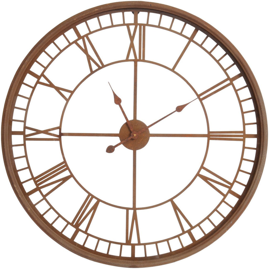 Antiqued Rust Skeleton Wall Clock 80cm | Annie Mo's