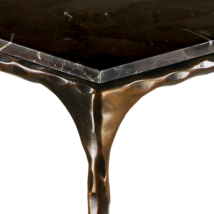 French Brown Marble and Antiqued Gunmetal Console Table 140cm - CLEARANCE