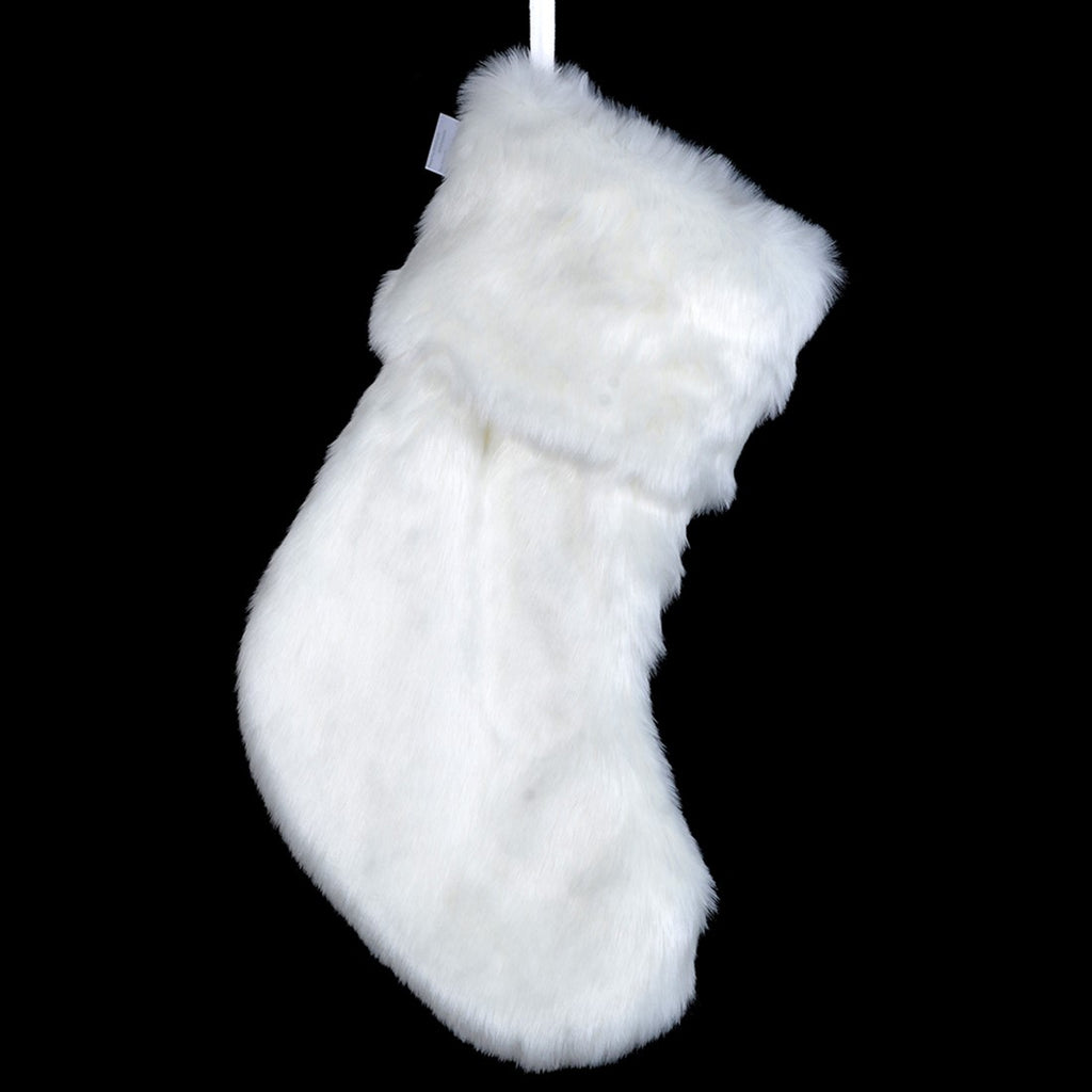 White Faux Fur Christmas Stocking 45cm | Annie Mo's
