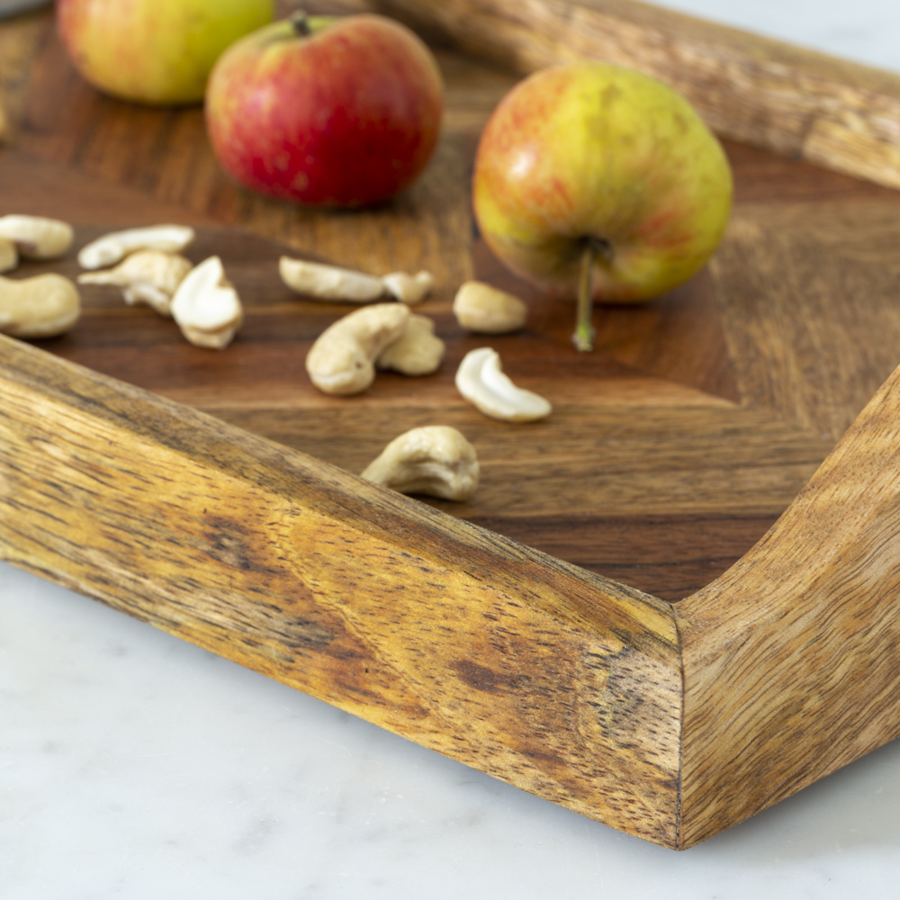 Acacia and Mango Chevron Serving Tray 38cm