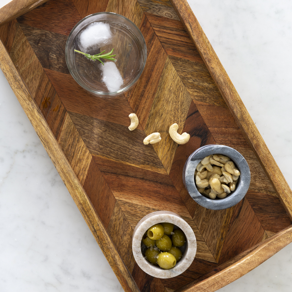 Acacia and Mango Chevron Serving Tray 38cm