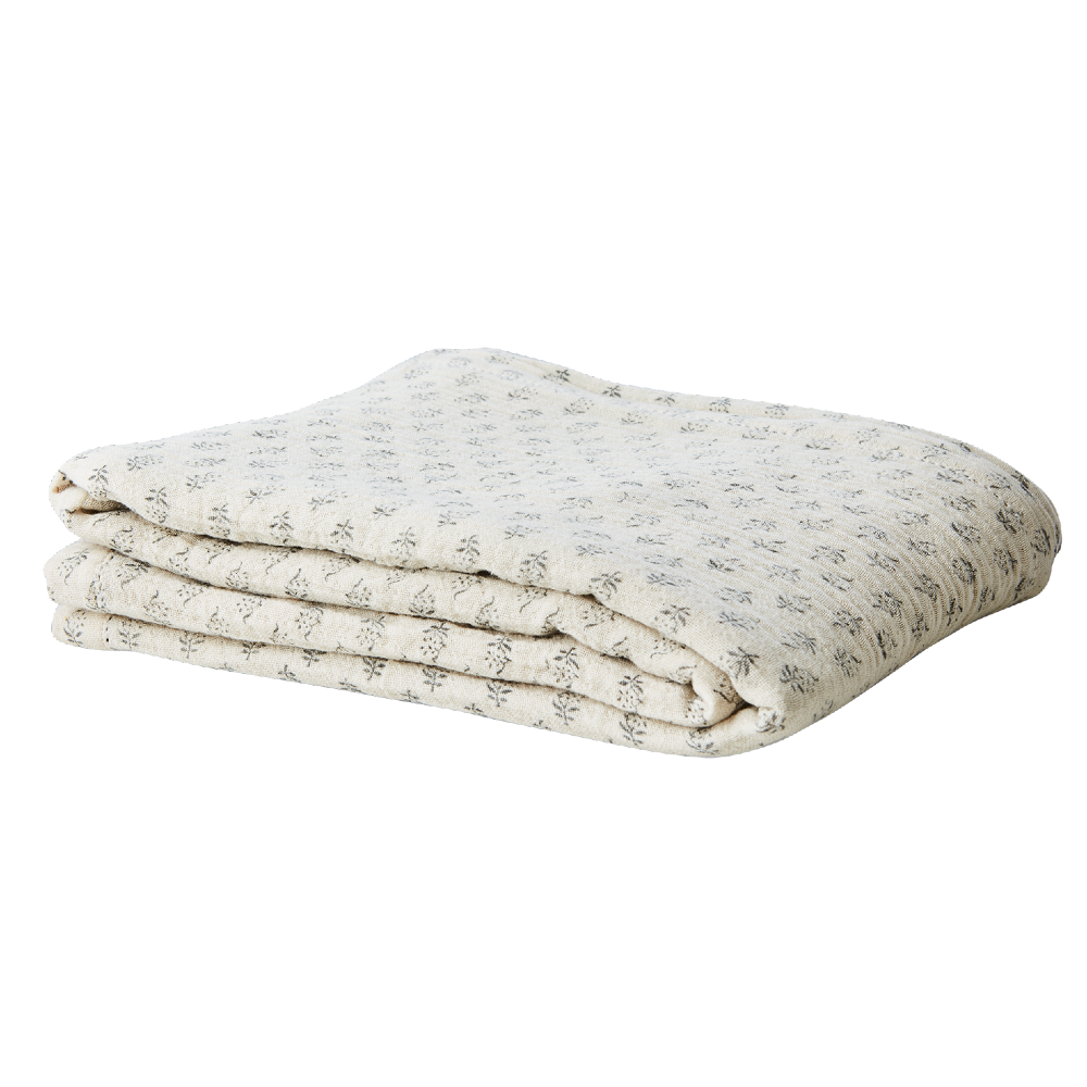 Ailsa Cotton Tablecloth Natural and Grey 250cm | Annie Mo's