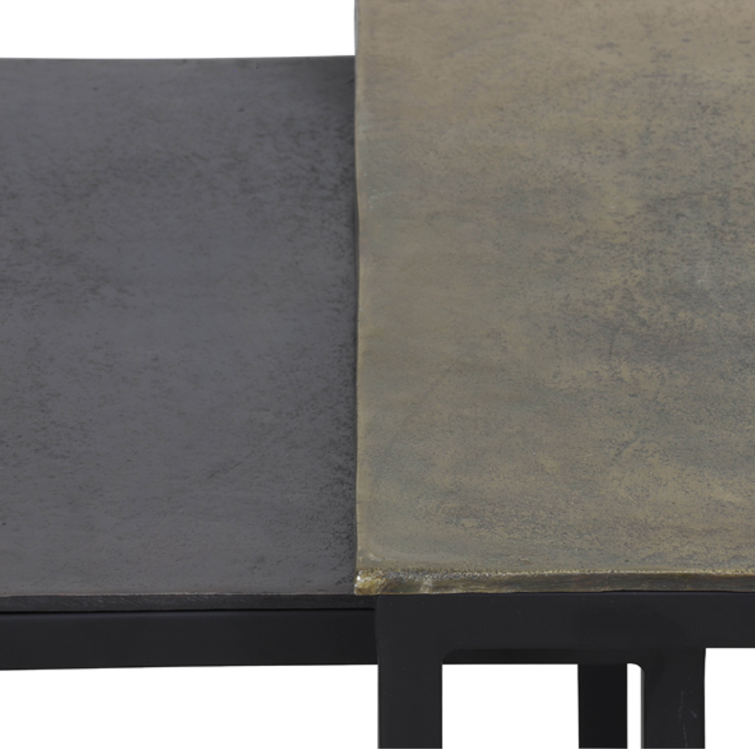 Antique Bronze and Black Triple Coffee Table 120cm