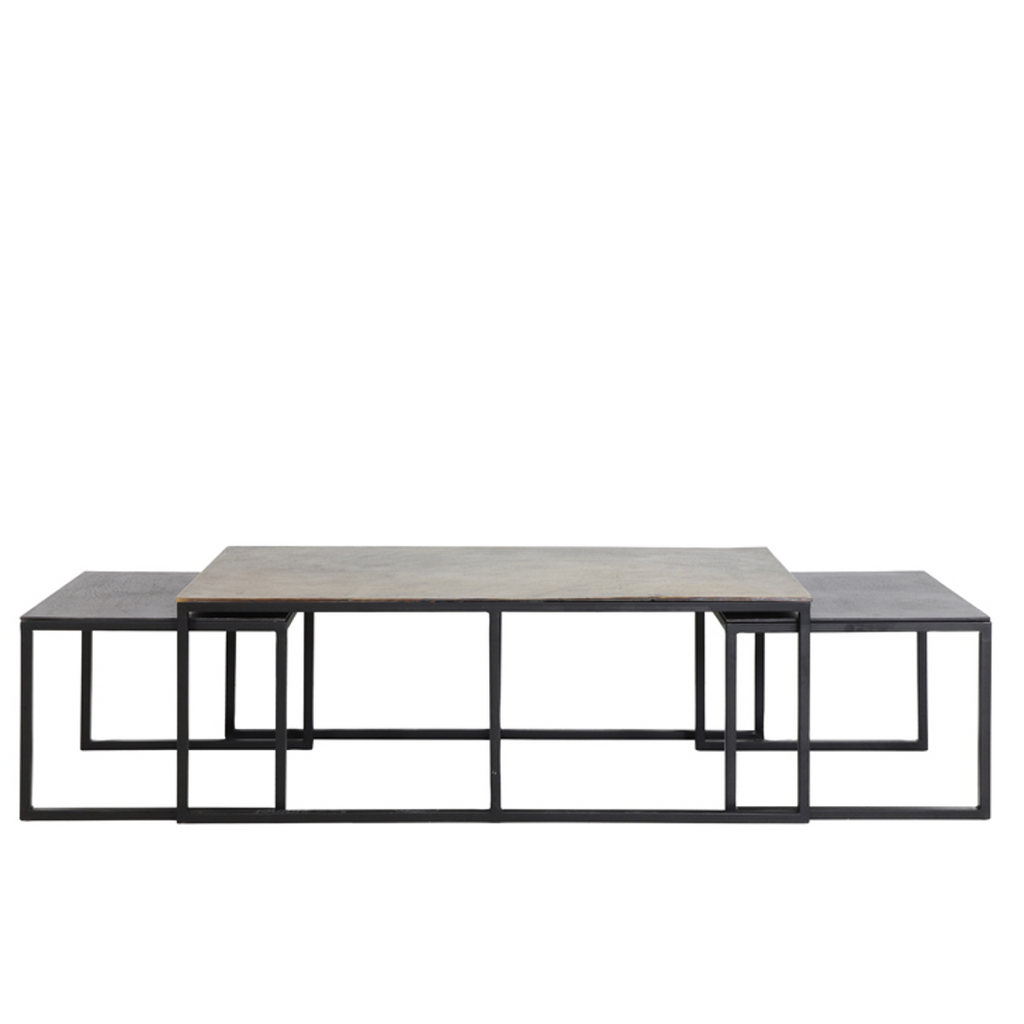 Antique Bronze and Black Triple Coffee Table 120cm | Annie Mo's