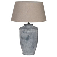 Antique Finish Lamp with Neutral Linen Shade 63cm | Annie Mo's