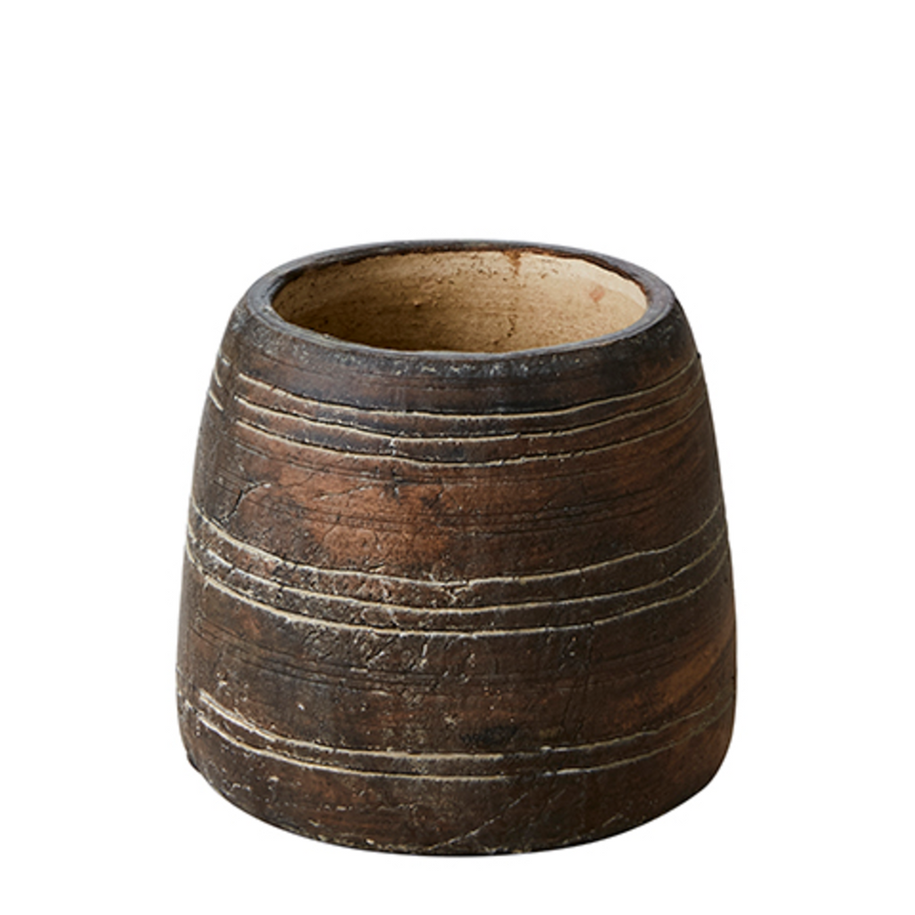 Antiqued Brown Terracotta Vase 12cm | Annie Mo's