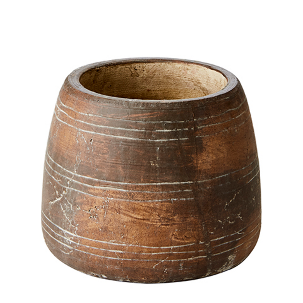 Antiqued Brown Terracotta Vase 14cm | Annie Mo's