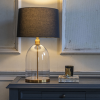 Antiqued Gold and Glass Antiqued Gold and Glass Lamp with Shade - 73cm | Annie Mo's