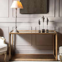 Antiqued Mirrored Top Brass and Wood Console Table 140cm | Annie Mo's