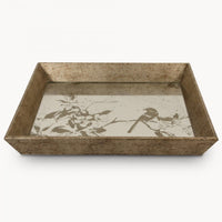 Antiqued Square Tray with Mirrored Bird Pattern | Annie Mo's